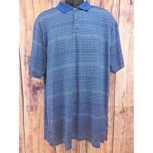 Nike Dri-Fit Mens Blue Polo Shirt Large Short Sleeve Button Collar Lightweight